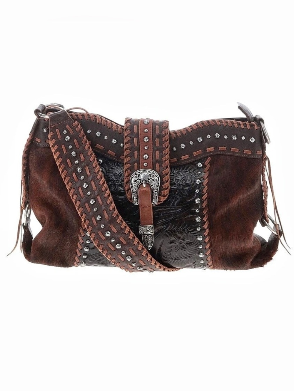 American West Leather Western Shoulder Tote Bag